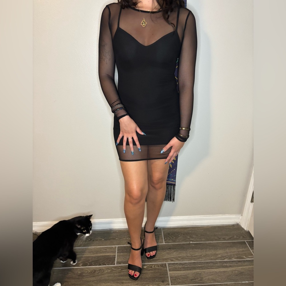 Two Piece Black Sheer Mini Dress